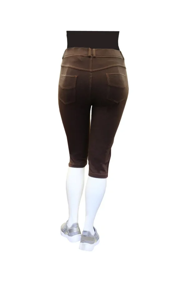 La Cera™ La Cera Plus Size Stretch Knit Capri Brown Fashion