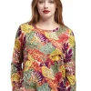 La Cera™ La Cera Printed Multi-Colored Printed Top Rust Online