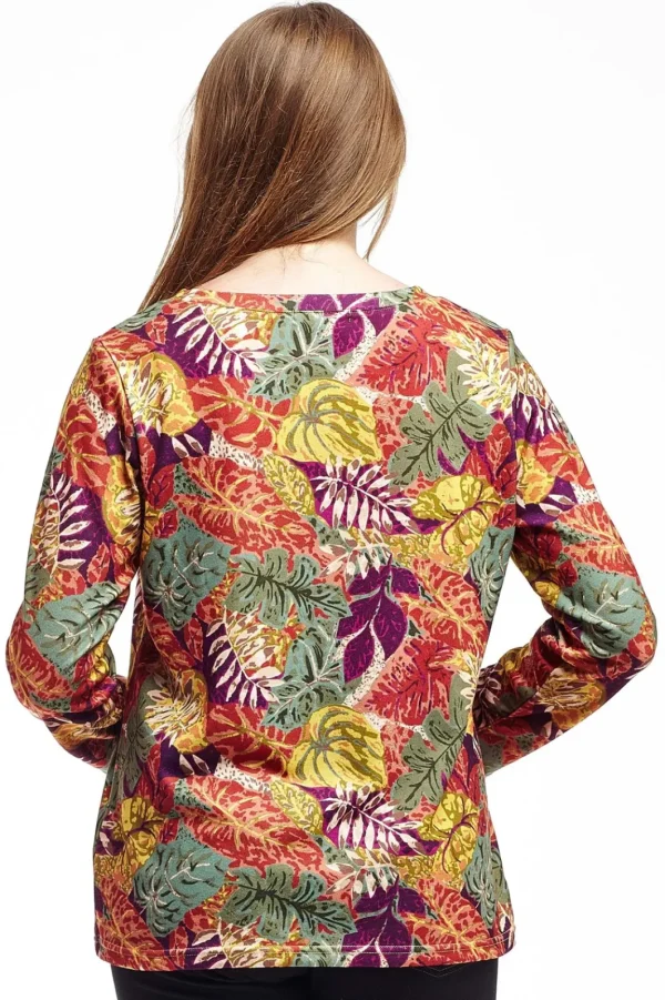 La Cera™ La Cera Printed Multi-Colored Printed Top Rust Online