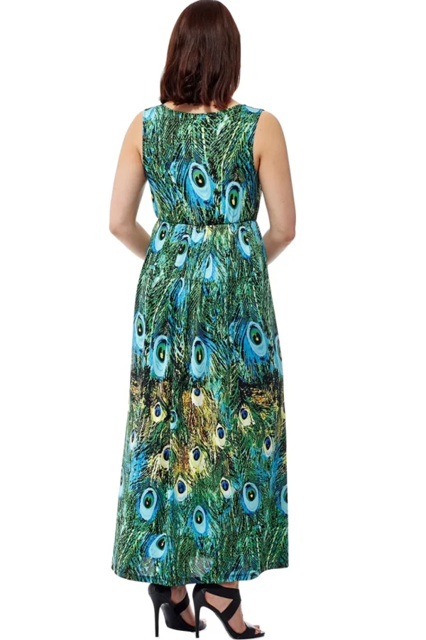 La Cera™ La Cera Printed Sleevless Maxi Dress Peacock Online