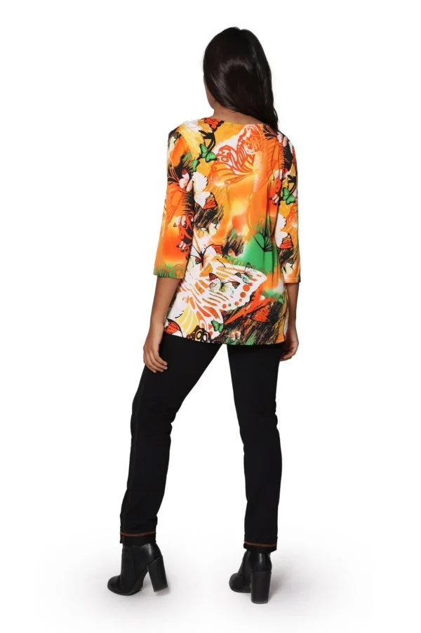 La Cera™ La Cera Printed Tunic Orange Flash Sale