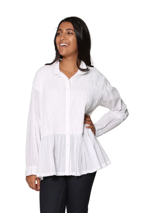 La Cera™ La Cera Puckered Button-Up Top Shop