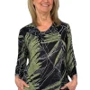 La Cera™ La Cera Savannah Palm Print Cowl Neck Top Best Sale