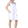 La Cera™ La Cera Sleeveless Chemise With Contrast Embroidery New