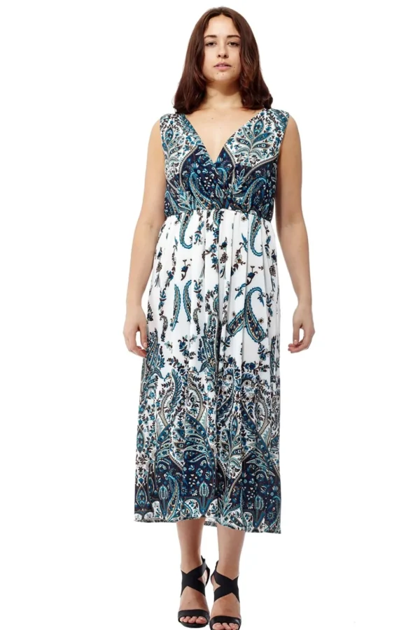 La Cera™ La Cera Sleeveless Paisley Printed Maxi Dress Shop