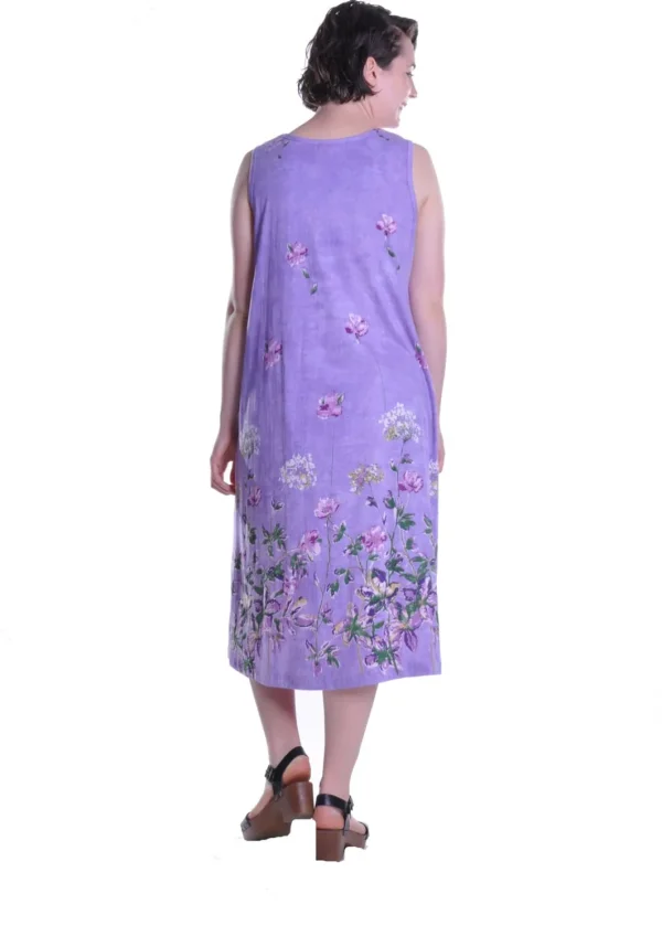 La Cera™ La Cera Sleeveless Printed A-Line Cotton Jersey Knit Dress Lilac Shop