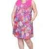 La Cera™ La Cera Sleeveless Short Floral Plus Size Sundress Raspberry Clearance