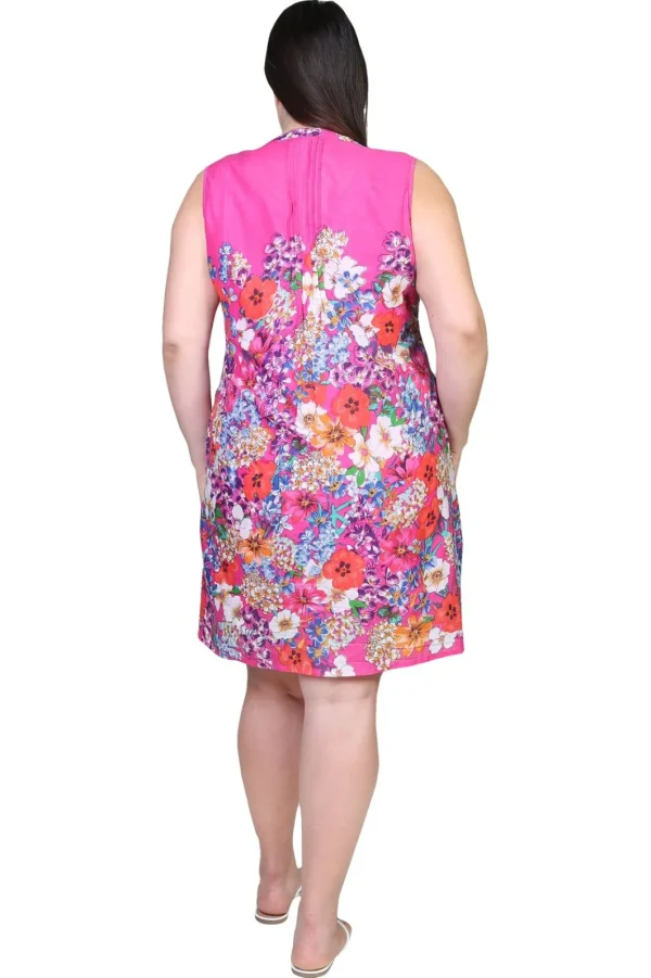 La Cera™ La Cera Sleeveless Short Floral Plus Size Sundress Raspberry Clearance