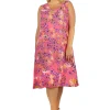 La Cera™ La Cera Sleeveless V-Neck Vibrant Floral Dress - Plus Size Flash Sale