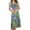 La Cera™ La Cera Sleeveless V-Neck Artistic Floral Dress Hot