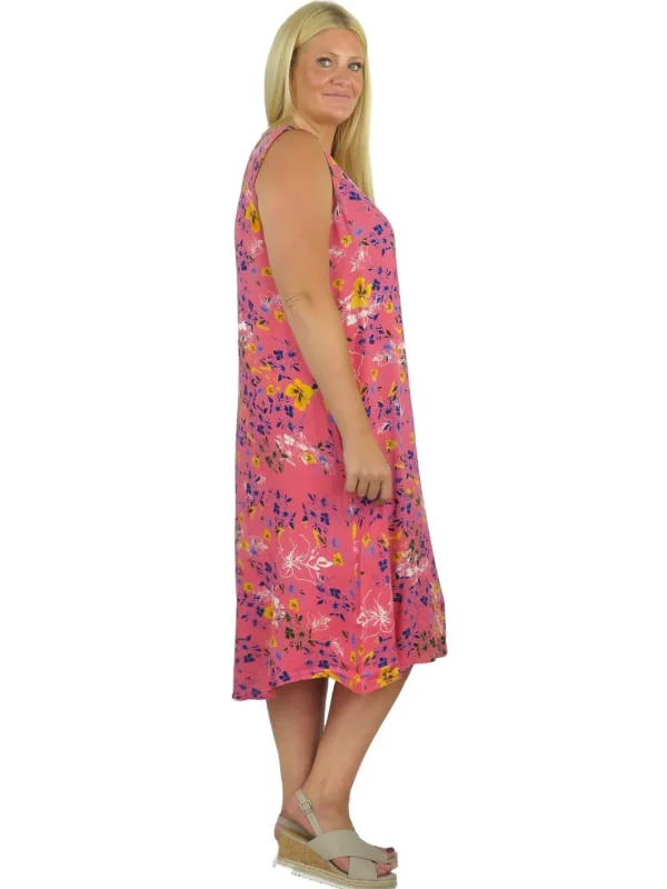 La Cera™ La Cera Sleeveless V-Neck Vibrant Floral Dress - Plus Size Flash Sale