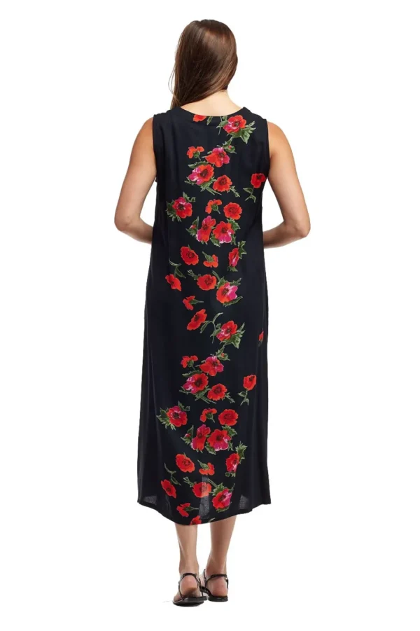 La Cera™ La Cera Sleeveless V-Neck Dress Black Red Outlet