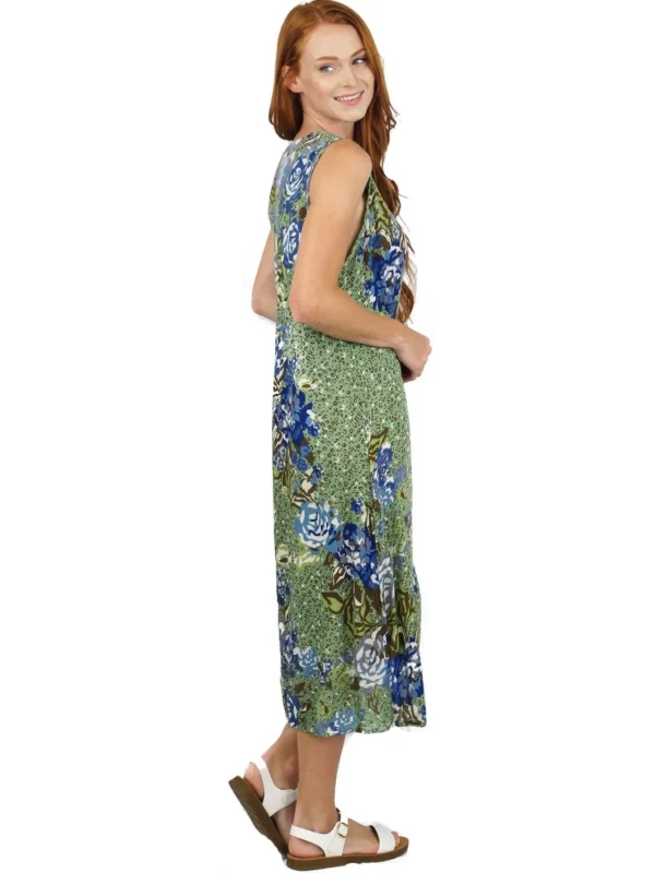 La Cera™ La Cera Sleeveless V-Neck Artistic Floral Dress Hot