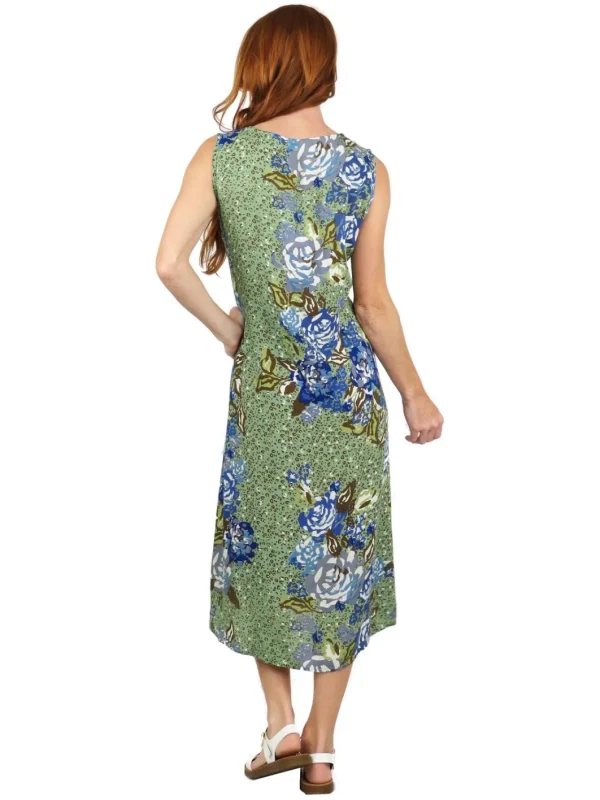 La Cera™ La Cera Sleeveless V-Neck Artistic Floral Dress Hot