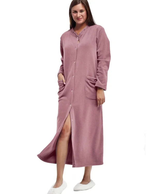 La Cera™ La Cera Snap Front Fleece Robe Best