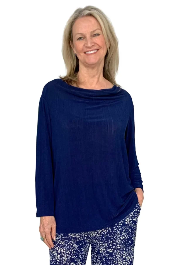 La Cera™ La Cera Solid Cowl Neck Top Store