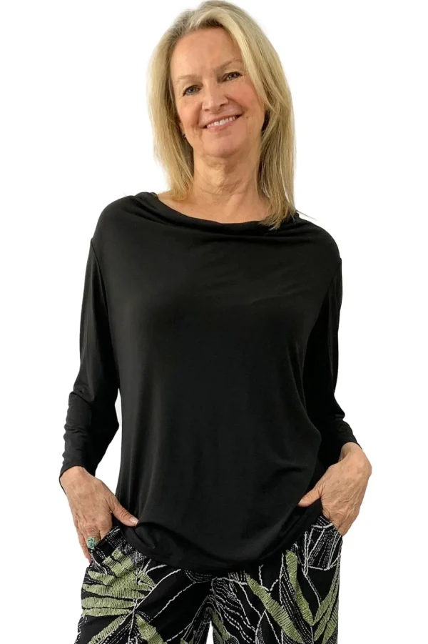 La Cera™ La Cera Solid Cowl Neck Top Best