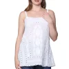 La Cera™ La Cera Spaghetti Strap Embroidered Top Shop