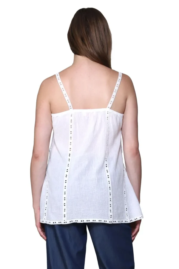 La Cera™ La Cera Spaghetti Strap Embroidered Top Shop