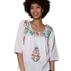 La Cera™ La Cera Square Neck Embroidered Top Best Sale