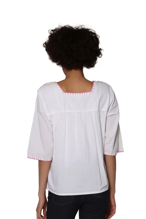 La Cera™ La Cera Square Neck Embroidered Top Best Sale