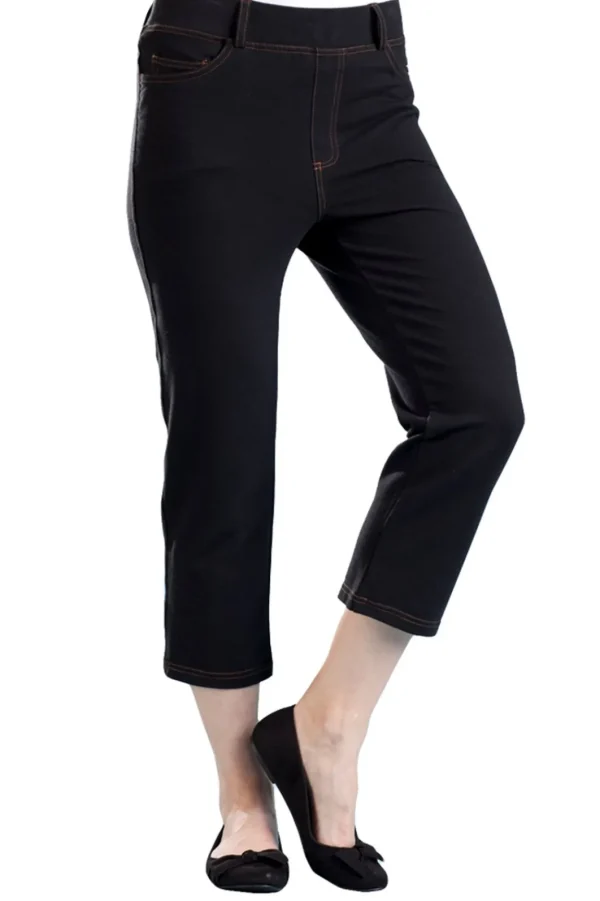 La Cera™ La Cera Stretch Knit Cropped Pant New