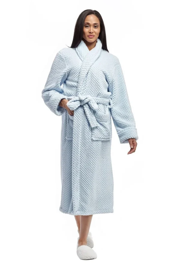 La Cera™ La Cera Textured Full Length Fleece Bath Robe Outlet