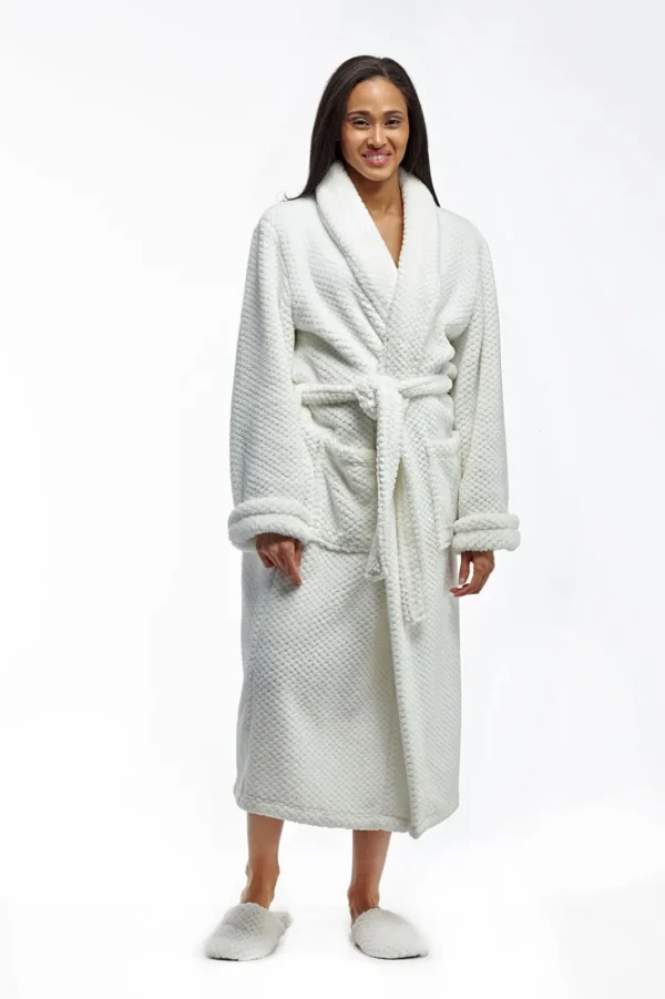 La Cera™ La Cera Textured Full Length Fleece Bath Robe Outlet