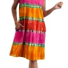 La Cera™ La Cera Tie-Dye Sleeveless Short Dress Coral Sale