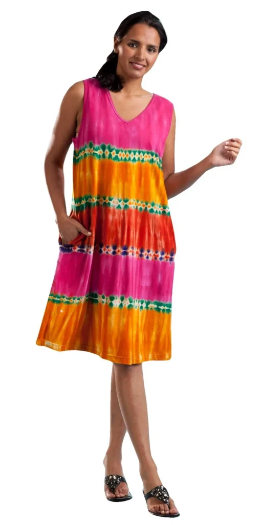 La Cera™ La Cera Tie-Dye Sleeveless Short Dress Coral Sale