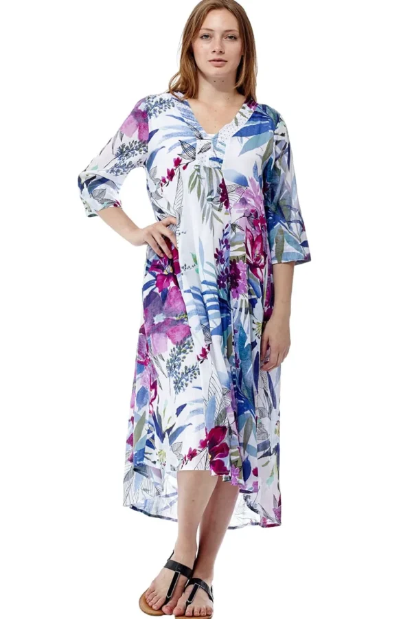 La Cera™ La Cera Women'S High-Low Printed Caftan Store