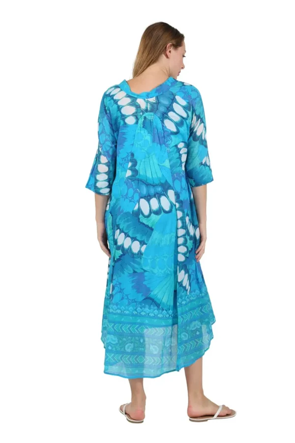 La Cera™ La Cera Women'S High-Low Printed Caftan Turquoise Blue Turq Cheap