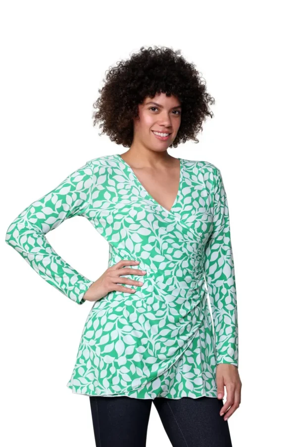 La Cera™ La Cera Wrap Tunic Green Discount