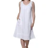 La Cera™ Linen Sleeveless Embroidered Dress White Clearance