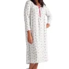 La Cera™ Long Sleeve Cotton Knit Mistletoe Nightgown Ivory Sale