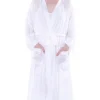 La Cera™ Long Sleeve Rayon Robe White Shop