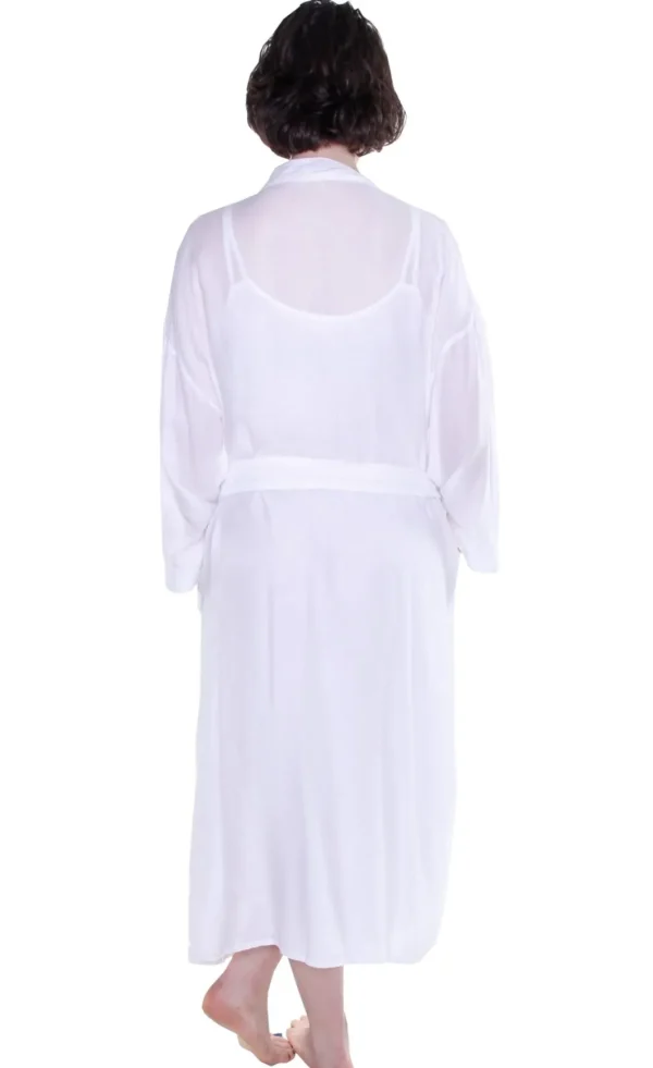 La Cera™ Long Sleeve Rayon Robe White Shop