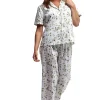 La Cera™ Mint Floral Print Plus Size Pajamas Best