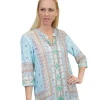 La Cera™ Mosaic Border Print Tunic Turquoise Best Sale