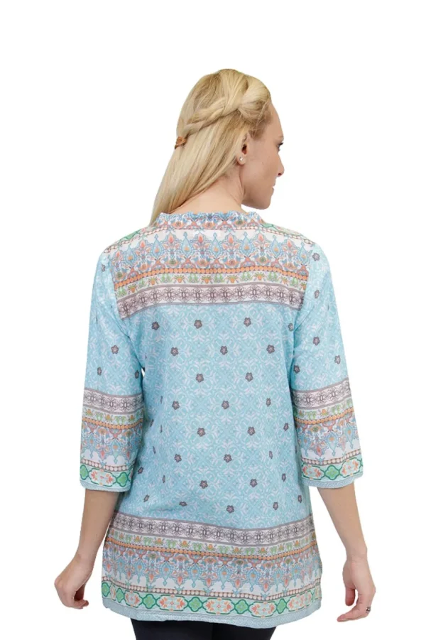 La Cera™ Mosaic Border Print Tunic Turquoise Best Sale