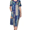 La Cera™ Novelty Button Patchwork Rayon Print Dress Fashion