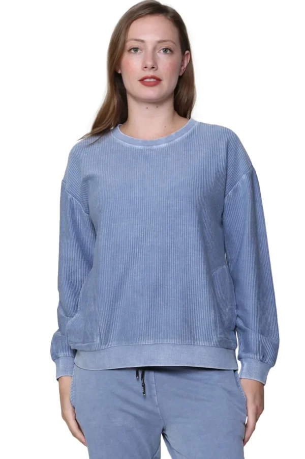 La Cera™ Ottoman Rib Knit Long Sleeve Top Best Sale