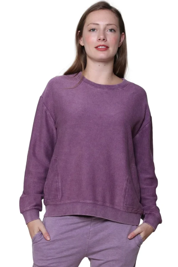 La Cera™ Ottoman Rib Knit Long Sleeve Top Best Sale