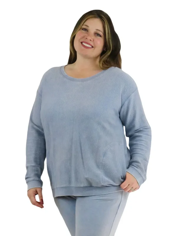 La Cera™ Ottoman Rib Knit Long Sleeve Top- Plus Size Cheap