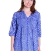 La Cera™ Paisley Pleated Tunic Blue New