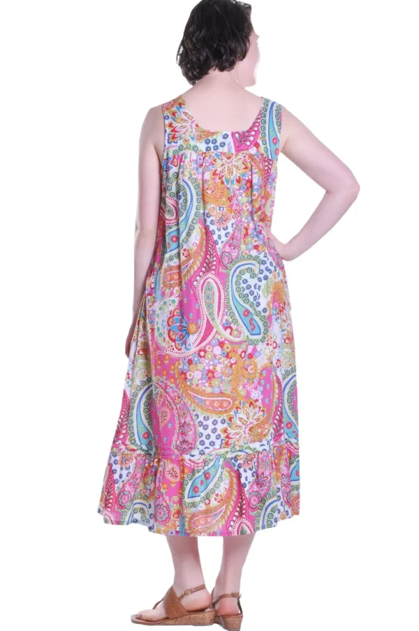 La Cera™ Paisley Print Scoop Neck Gown With Pockets Best Sale