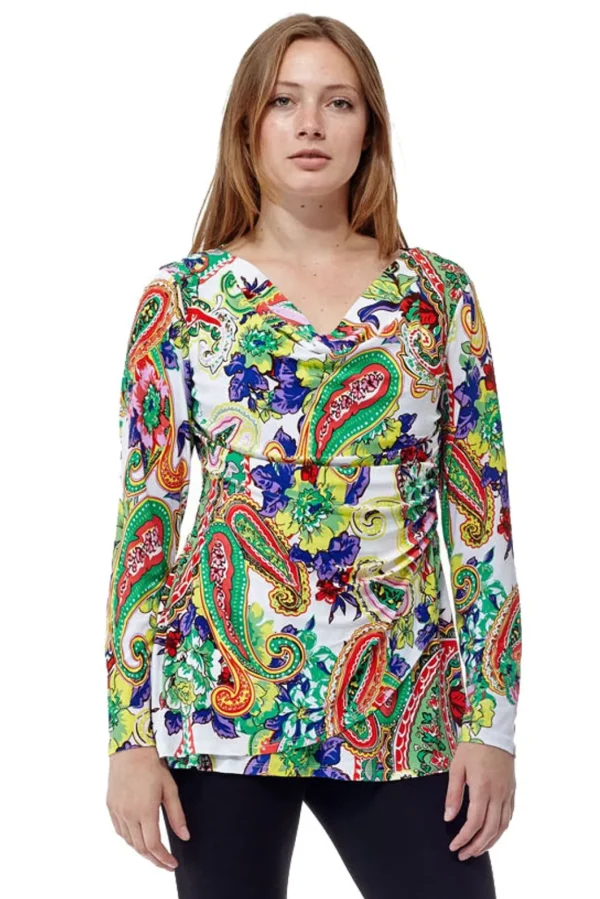 La Cera™ Paisley Printed Wrap Tunic Discount