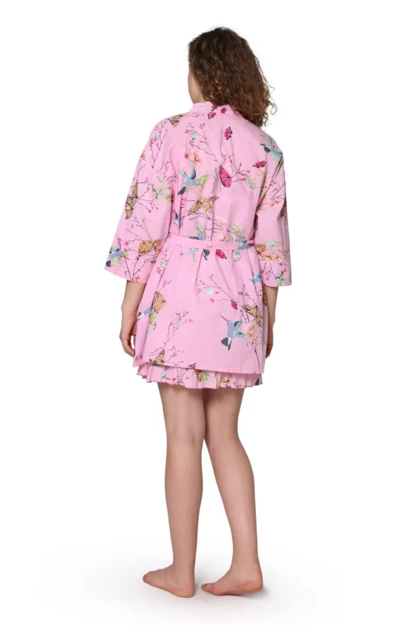 La Cera™ Pink Floral Cotton Robe Outlet