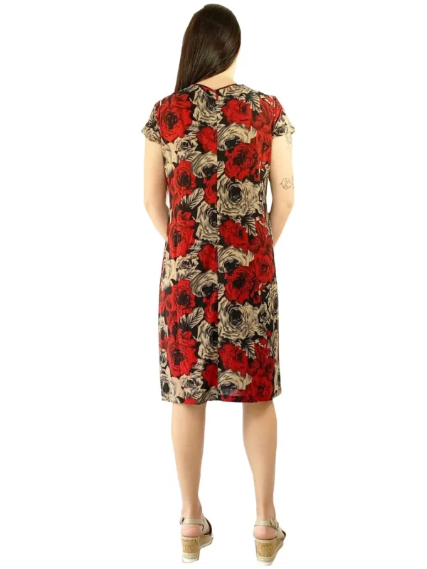 La Cera™ Pleat Front Midnight Roses Dress Discount