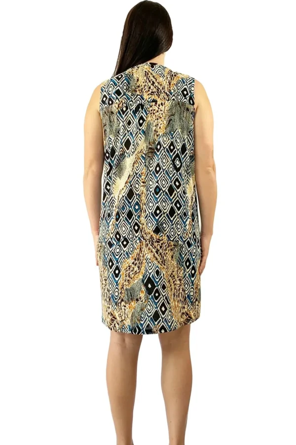 La Cera™ Pleat Front Sleeveless Malabar Print Dress Outlet